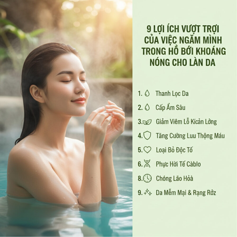 Lợi ích của việc ngâm mình trong hồ bơi khoáng nóng cho da 2 9 Lợi Ích Vượt Trội Của Việc Ngâm Mình Trong Hồ Bơi Khoáng Nóng Cho Làn Da