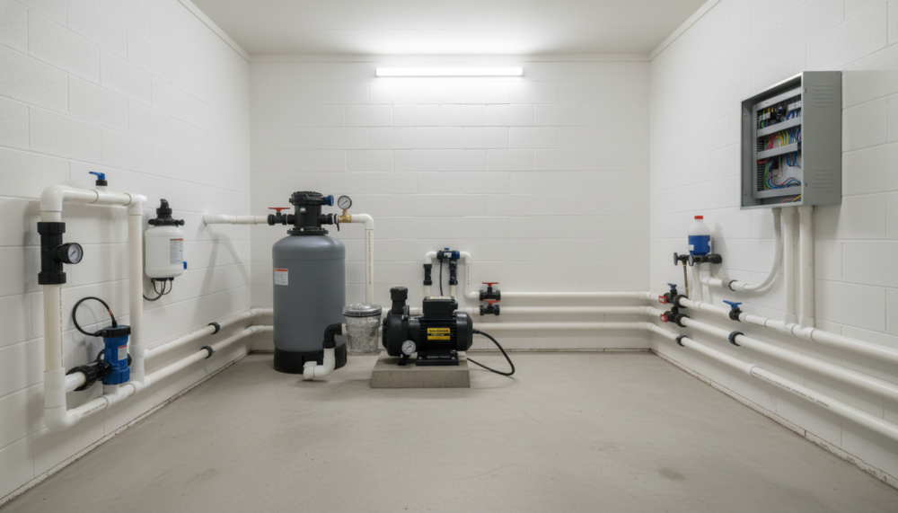 Lắp đặt hệ thống lọc và thiết bị hồ bơi