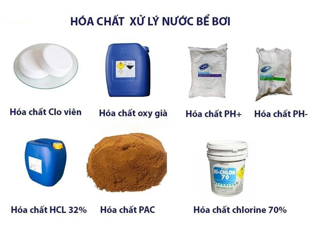 Hóa chất xử lý nước hồ bơi phổ biến