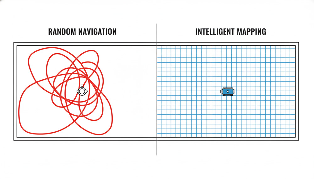 So sánh hai phương pháp điều hướng của robot hồ bơi
