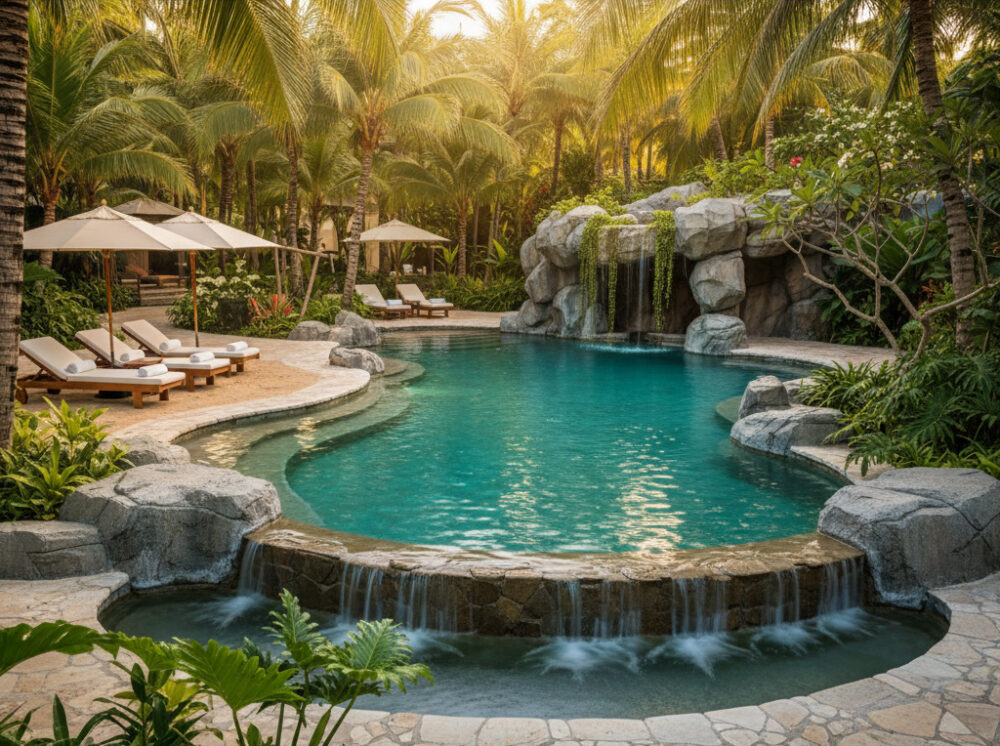 Chi phí thiết kế và thi công hồ bơi resort toàn diện 01