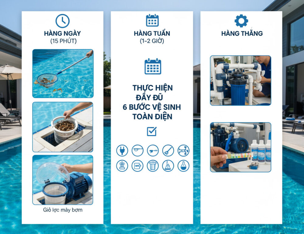 Lịch Trình Vệ Sinh Hồ Bơi Định Kỳ Gợi Ý Từ PoolWorld