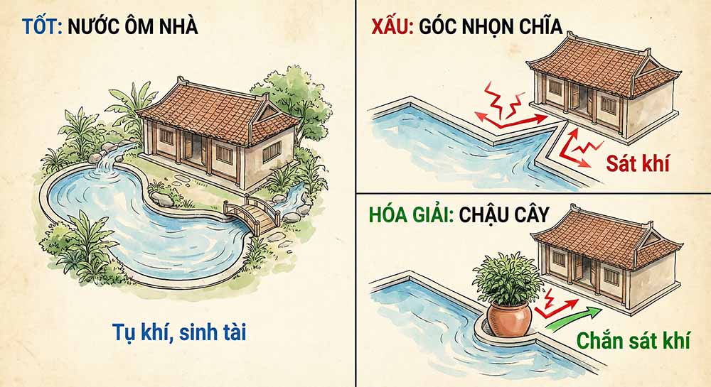 Minh họa thế sát góc nhọn và cách hóa giải đơn giản
