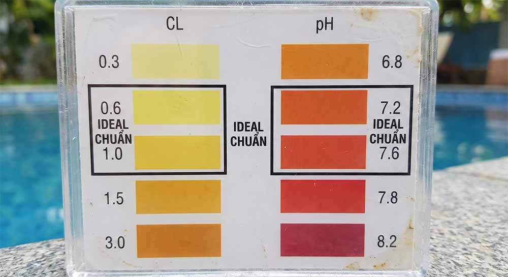 Quy Trình Xử Lý Nước Hồ Bơi & Cách Sử Dụng Bộ Hóa Chất: Clo, PAC, Axit HCL 1 So sánh màu nước với thang màu tiêu chuẩn để biết chính xác liều lượng cần châm